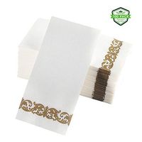 QUALBAY Premium Paper Napkins, Linen-Feel Dinner Napkins, Gold Party Napkins | Disposable Guest Towels and Hand Towels, Soft and Absorbent Paper Hand Napkins For Wedding, Kitchen, Bathroom 100 ct