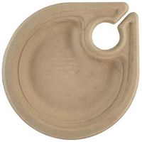 World Centric Compostable Unbleached Plant Fiber Plate with Wine Glass Hole, 7 inch - 1000 per case.