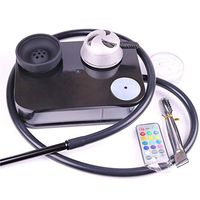 Acrylic Hookah Kit Set Portable Hookah Shisha with Silicone Bowl+Hose+Charcoal Holder Sheecha/Chicha/Narguile Accessories (Hookah with LED, Black) (Hookah)