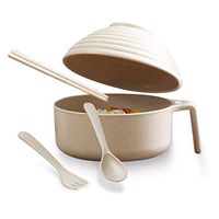 Bowl Covered Folk culture bowl Student Dormitory Instant Noodle Folk culture bowl Cutlery Set Can Be Heated In A Microwave Oven Cooking & Dining (Color : Khaki, Size : 18 12.5cm) Hotel tableware hom