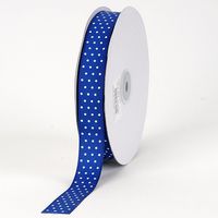 Royal Blue with White Dots Grosgrain Ribbon Swiss Dot 5/8 inch 50 Yards