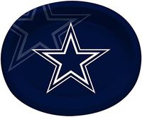 Creative Converting Officially Licensed NFL Oval Paper Platters, 8-Count, Dallas Cowboys