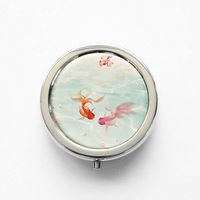 RhyNSky Animal Goldfish Mini Portable Pocket Pill Box Case Holder for Purse, 3 Compartments, Silvery, FS144