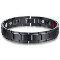 Reizteko Titanium Magnetic Therapy Health Bracelet - 2019 New Pure Row 4 Elements Magnetic Therapy Bracelets (D.Black for Men)