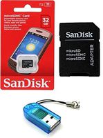 Sandisk 32GB Class 4 MicroSDHC MicroSD C4 TF Flash Memory Card with SD Adapter and USB SD Card Reader/Writer #R13 (Bulk Packaged)