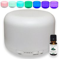 Color-Changing LED Light Aroma Diffuser with Free Complimentary Essential Oil in Lavender, Sweet Orange, Lemongrass, Eucalyptus, or Tea Tree (Peppermint)