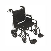 Roscoe Medical KT2212B Transport Wheelchair with 12" Rear Wheels and 22" Seat, Silver Vein