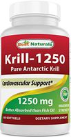 Best Naturals Pure Antarctic Krill Oil 1250 mg (Triple Strength) with Omega-3s EPA, DHA and Astaxanthin 60 Softgels