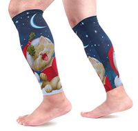 LEVEIS Santa Hat Cat Merry Christmas Calf Compression Sleeves 1 Pair, Leg Performance Support for Shin Splint Calf Pain Relief Men & Women Guards Sleeves for Running Cycling