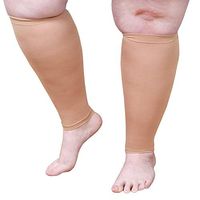 Unisex Adult Extra Wide Moderate Compression Calf Sleeves, Regular Height (Over 5'7") - Beige