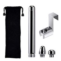 Bathroom Handheld 3 Heads Aluminum Enema Shower Colonic Douche System Cleaner with Velvet Carry Bag and Water Tank Hook(Silver)