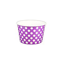 Yocup 8 oz. Polka Dot Purple Paper Ice Cream/Frozen Dessert Cup - 100 ct