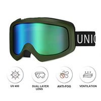 Unigear Skido X1 Ski Goggles, Snowboard Snow Goggles for Men, Women & Youth - Anti-Fog & 100% UV Protection (Revo Green Lens (VLT 52.5%))