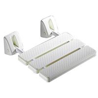 LBSX Folding Shower Seat Bathroom Drop-Leaf Wall Stool Stainless Steel Nylon Bracket Plastic Non-Slip Panel (Yellow) (Color : White)