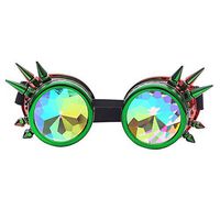 Zcuhen Kaleidoscope Goggles Rainbow Prism Sunglasses with Glasses Cloth for Rave Party Festival Decoration Favors for Men/Women Anti-Corrosion UV400 Glasses Vintage Retro 50s 60s Eyewear Party