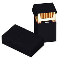 Q&G Cigarette Case Hard Box Full cigarette pack holder Lightweight Aluminium Silver Cigarette Box Cigar Protective Cover (Black)