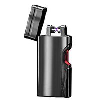 Aibote New Infrared Ray Laser Sensor Dual Arc Plasma Cigarette Lighter Flameless Windproof USB Rechargeable Lighters Gift for Smokers(Black)