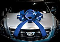 CarBowz Big Blue Velvet Car Bow, Giant 30" Bow, Non Scratch Magnet, Weather Resistant Vinyl