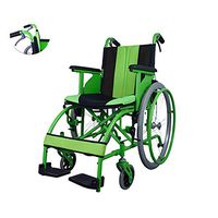 ZYQDRZ Magnesium Alloy Wheelchair, Ultra-Light Inflatable Shock-Absorbing Foldable Double Bearing Design,Green