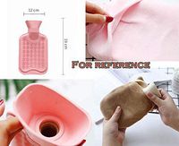 Rubber Water Bottle with Soft Fleece Cover for Hot or Cold Therapy, Cute Cat Pattern