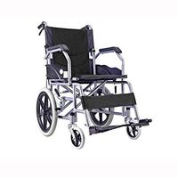 QIDI Wheelchair Folding Boarding Available Lightweight Manual Brake Solid Tire Detachable Pedal Portable Travel Transport (Color : Black)