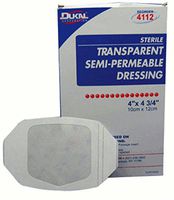 (CASE Discounts) Dukal Transparent Semi-Permeable Dressing 4" x 4-3/4" - Sterile (Item #4112) - 4 Cases of 400 Dressings (32 Boxes of 50 Dressings - Total = 1600 Dressings)