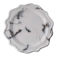 Plastic Disposable Party Plates, 7.5 inch Salad/Dessert Plates, White Marble Festive Medium Weight Plastic Plates (12 Pack) - Posh Setting