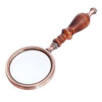 TONG YUE SHOP 10 Times Magnifying Glass HD Old Man Reading Solid Wood Retro Handle Handheld Portable High Magnification Optical Enlargement Mirror