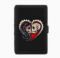 Day of The Dead Couple Love Heritage Black Cigarette Case Holder Wallet RFID-Blocking