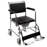ZBYXZIGJ Wheeled Mobile Commode Shower Chair Padded Bathing Chair for Elderly, Handicapped and Disabled Users Toilet for Bedside Bathroom Use