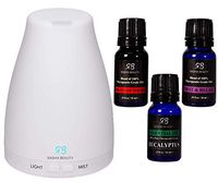 Radha Beauty Cold & Flu Set - 120ml Aromatherapy Auto Shut-off Diffuser with Pirates of the Sea, Eucalyptus, Rest & Relax Essential Oils. 100% Natural Gift Set for Relaxation, Home, Office, Meditation