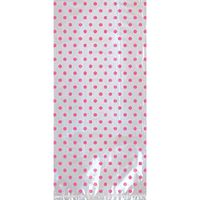 Printed Cello Treat Bags w/Bows - Bright Pink