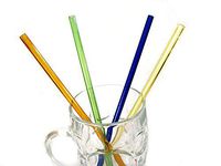 Devardi Glass Boro 4 Glass Drinking Straws, Hand Fire Polished USA, Straight, Mixed Colors, 8mm x 10 Inch (Mix 1)