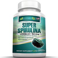 Amazing SUPERFOOD SPIRULINA (Earthrise) Supplement Pills. Powerful Antioxidant Easy-to-Swallow 500mg Vegetable Capsules.