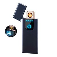 Smart Fingerprint Sensor Lighter Flameless Windproof Lighter Double Side Cigarette Ignition Lighter USB Rechargeable Lighter Best Gift for Your Boyfriend, Family, Your Father (Black)