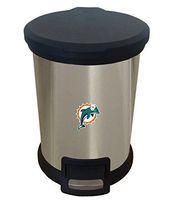 The Furniture Cove New 1.3 Gallon Round Stainless Steel Step Trash Can Waste Basket Featuring Your Choice of a Football Team Logo (Dolphins Helmet)