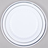 6 Inch Silver Dessert Plate - 150 per case (Splendor White with Silver Band)