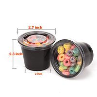GOLDEN APPLE, 5.5-Ounce Black Plastic Jello Shot Souffle Cups with Clear Lids, Sampling Cup Black Sauce containers with lids (50 Sets)