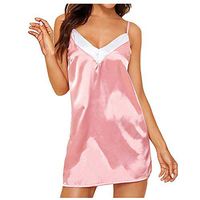 Women Lingerie Set, Sexy Deep V-Neck Plus Size Nightdress New Backless Satin Chemises Pajamas Underwear Solid Sleepshirts