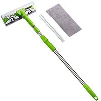 Professional 3-in-1 Window Squeegee with Scrubber -Extendable Microfiber Window Scrubber Cleaner Brush Washing Kit Tools 180°Rotatable Window Cleaning Squeegee for high Window,Car Glass,and Auto