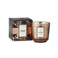Voluspa Copper Clove Petite Embossed Pedestal Glass Candle, 2.5 Ounces