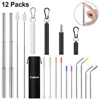 TAIKER Telescopic Reusable Straws, [Upgraded] Portable Stainless Steel Straws Collapsible Drinking Straw with Metal Straw Case & Cleaning Brush(10 Straws)