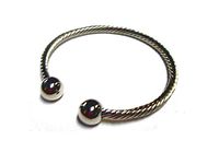 Magnetic Bracelet in Silvertone Rope Design with Silvertone Balls