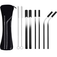 Spray Paint Stainless Steel Drinking Metal Straws with Silicone Tips and Cleaning Brush Reusable Drink Straw for 20oz Tumblers Beverage(8-piece set)