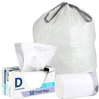 Plasticplace Custom Fit Trash Bags │ Simplehuman Code D Compatible (50 Count) │ White Drawstring Garbage Liners 5.2 Gallon / 20 Liter │ 15.75" x 28"