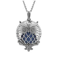 Top Plaza Lava Rock Stone Aromatherapy Essential Oil Diffuser Necklaces Owl Locket Pendant Necklace Owl Gifts 24 Inches Chain with 7 Lava Stone - 4#