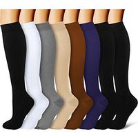 Bluemaple Compression Socks for Women and Men, Best for Running, Athletic Sports, Crossfit, Flight Travel, Suits Nurses, Maternity Pregnancy, Shin Splints Below Knee High, 7 Pair (Assorted 1-L)