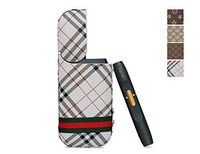 [Cover for IQOS 2.4/2.4 Plus] Electronic Cigarette PU Case Holder Pocket Charger Case Full Protective Case from Impact, Dust, Scratch (Beige-Square)