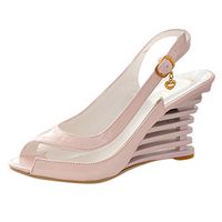 KANGMOON Women Wedges Sandals Women's Fashion Back Strap Buckle Belt Fish Mouth Wedge Heel High Sandals Shoes 37