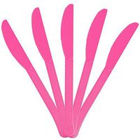 JAM PAPER Premium Utensils Party Pack - Plastic Knives - Fuchsia Hot Pink - 48 Disposable Knives/Pack